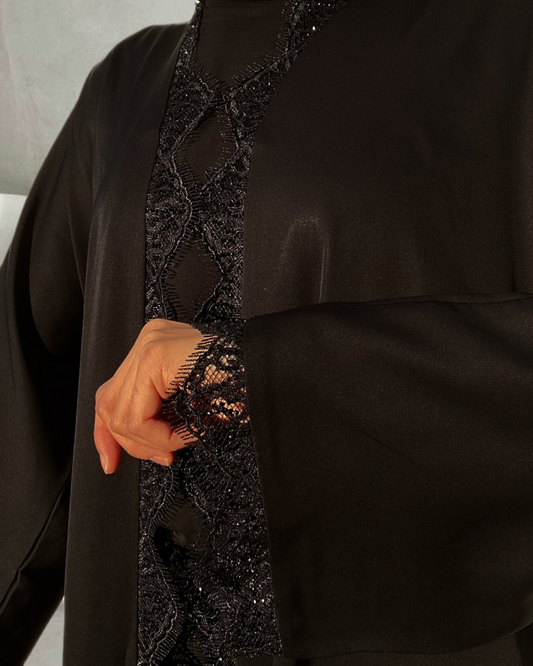 Abaya Black Lace - عباية سوداء بالدانتيل